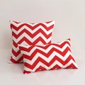 Waterproof outdoor cushion covers with red and white chevron stripes in two sizes - Red Wave