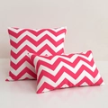 Waterproof outdoor cushion covers with red and white chevron wave patterns - Rose Red Chevron