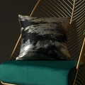 Federa per cuscino nera in ciniglia con trame astratte oro e argento di lusso - 45x45cm (Con Anima In Cotone Non Tessuto Da 400g) / Tono Terra di Lusso