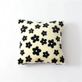 Square plush throw pillow featuring black floral patterns on soft cream fabric - 30x50cm / With Elastic Core / Black and White Floral