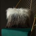 Fodera per cuscino di lusso in finta pelliccia lunga sfumata bianca e nera su velluto - 45x45cm (Con Anima In Cotone Non Tessuto Da 400g) / Peluche Sfumato Bianco Nero