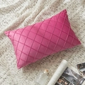 Pink velvet pillowcase with quilted diamond pattern and soft texture for home sofa decor - 30*50cm (No Insert) / Rose Red 30*50cm