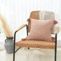 Terracotta bohemian throw pillow cover with white geometric pattern and tassels - 45x45cm (With 500g Elastic Core) / Oatmeal Orange Fret Pattern