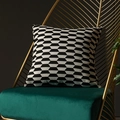 Fodera per cuscino in ciniglia con motivo geometrico esagonale in bianco e nero - 45x45cm (Con Anima In Cotone Non Tessuto Da 400g) / Geometrico Bianco Nero