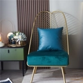 Luxury emerald velvet armchair with leaf-shaped golden metal backrest and cushion - Small Rectangular Pillowcase Only / Green