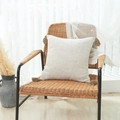 Beige woven cotton linen cushion cover with geometric texture and corner tassels - Beige Fret Pattern
