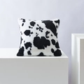 Square plush throw pillow cover featuring a classic black and white cow print pattern - 45*45cm (With Insert) / Black and White