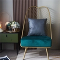 Modern velvet chair in peacock green with a golden leaf metal back and gray cushion - Small Rectangular Pillowcase Only / Dark Gray