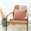 Square orange and beige striped linen throw pillow case with corner tassels for home decor - 45x45 (With 400g Core) / Oatmeal Orange Striped