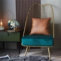 Brown embossed faux leather cushion on a gold velvet leaf chair for luxury home decor - Small Rectangular Pillowcase Only / Premium Brown
