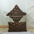 Dark coffee Nordic tufted pillow covers with geometric striped diamond texture - Dark Coffee