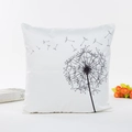 Federa per cuscino in raso bianco nordico con stampa di dente di leone nero - 45*45cm (Con imbottitura in TNT da 400g) / Stile 1