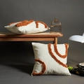 Modern houndstooth tufted pillow cover in cream and orange brown geometric pattern - With 380g High Elastic Core / Minimalist Line Tufting / 30*50cm