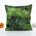 Federa in finto raso di seta con motivo a foglie di palma verdi su sfondo nero - Sfondo Nero Foglie Verdi (Stile 1) / 45*45cm (Con Anima in Tessuto Non Tessuto)