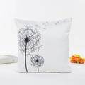 Federa per cuscino nordica in seta sintetica bianca con elegante stampa di denti di leone - 45*45cm (Con imbottitura in TNT da 400g) / Stile 2