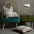 Classic houndstooth tufted pillow cover in black and beige on gold metal chair - With 380g High Elastic Core / Light Coffee Houndstooth / 30*50cm