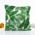 Square satin pillowcase featuring tropical monstera and palm leaf patterns on white - Style 3 (With 400g Core)