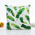 Federa in raso con foglie tropicali verdi su sfondo bianco in stile minimalista - Sfondo Bianco Foglia di Banano Verde (Stile 3) / 45*45cm (Con Anima in Tessuto Non Tessuto)