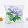 Floral satin pillowcase featuring purple hydrangea watercolor print on white background - Style 4 (With 400g Core) / White (Purple Hydrangea)
