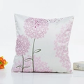 Funda de cojín de satén con estampado floral de hortensias rosas y moradas en blanco - 45*45cm (Con relleno no tejido de 400g) / Diente de león