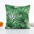 Federa per cuscino in raso di seta con motivo a foglie di palma verdi su bianco - Sfondo Bianco Foglia di Palma Verde (Stile 4) / 45*45cm (Con Anima in Tessuto Non Tessuto)