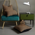 Modern black and yellow houndstooth cushion cover in thick tufted fabric texture - Black Coffee Houndstooth