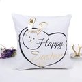 White Easter pillow cover with gold foil rabbit and Happy Easter text design - Style 3 - Gold Stamped Bunny Heart / 45x45cm (With 500g Insert)