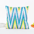 Federa moderna in raso di seta con motivo geometrico a zig-zag in viola e oro giallo - 45*45cm (Con imbottitura in TNT da 400g) / Motivo a Onde Grandi