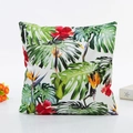 Vierkante kussensloop met tropische groene bladeren en levendig hibiscusbloemenpatroon - 45*45cm (Met 400g niet-geweven vulling) / Stijl 3