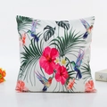 Tropische satijnen kussensloop met kolibries en hibiscus op zijdeachtige stof - 45*45cm (Met 400g niet-geweven vulling) / Stijl 4