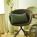 Green and white houndstooth lumbar pillow cover placed on a modern dark grey chair - 30x50 / Green Houndstooth