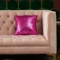 Sparkly hot pink sequin pillow case on a pink velvet sofa with green tile background - Rose Red / 40*40cm (No Core)