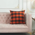 Halloween orange and black buffalo plaid pillowcase on a luxury velvet sofa - XL Square Pillowcase