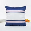Federa per cuscino in raso a righe blu navy e rosa con una finitura lucida setosa - Striscia a Tre Colori (Stile 1) / Con Nucleo in Tessuto Non Tessuto da 400g