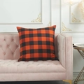 Halloween orange and black buffalo check square throw pillow on a velvet sofa - 2XL Square Pillowcase