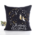 Zwarte eenhoorn kussensloop met gouden Merry Christmas-print en feestelijke sterren - Met Vulling / Stijl Vier - Zwarte Kerst Eenhoorn