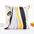 Housse de coussin en soie synthétique avec rayures abstraites jaunes, noires et grises - Style à Rayures Abstraites (Style 4) / Avec Insert Non-tissé