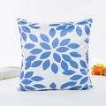 Square silk satin pillowcase with blue leaf floral pattern on a white base cover - Artistic Floral (Style 6) / No Insert