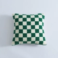 Fodera per cuscino a scacchi verde in pile teddy con morbida consistenza felpata - Stile Quadrato Con Anima / Verde