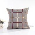 Grijze chenille kussenhoes met luxe rood en goud geblokte metallic vergulding - Alleen kussensloop / Grijs