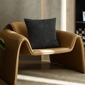 Fodera per cuscino quadrata in ciniglia grigio scuro su sedia in pelle in casa moderna - Stile-Con Interno Cuscino / grigio scuro