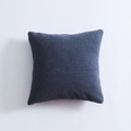 Housse de coussin carrée bleu gris foncé en peluche rayée et velours texturé - Gris clair