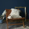 Bohemian cream tufted leaf pillow covers with tassels on a brown leather chair - Cover Only