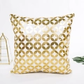 Funda de cojín blanca con patrones geométricos dorados para decoración de lujo - Patrón de Círculos (Con Núcleo 400g)