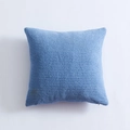 Housse de coussin bleu clair en velours côtelé avec texture rayée 3D douce pour déco - Bleu Opale