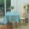 Waterproof blue and white wave pattern tablecloth for Nordic minimalist dining tables - 90*90cm / Lake Blue