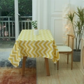 Waterproof rectangular tablecloth with yellow and white herringbone pattern in Nordic style - 90*90cm / Yellow