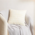 Federa per cuscino quadrata in velluto a coste bianco crema con motivo a chicchi di mais - Con Nucleo in Tessuto Non Tessuto da 400g / Bianco
