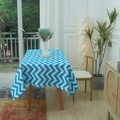 Blue and white herringbone wave pattern waterproof tablecloth for minimalist dining decor - 90*90cm / Blue