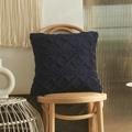 Fodera per cuscino blu scuro in peluche con motivo geometrico jacquard e trama trapuntata - 45x45cm (Con Inserto ad Alta Elasticità 500g) / Blu navy